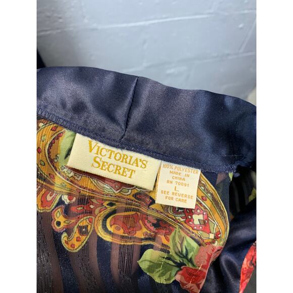 90s Victoria’s Secret Gold Label 2 Piece Pajama Set Satin Pants Floral PaisleyB5 - Picture 7 of 10